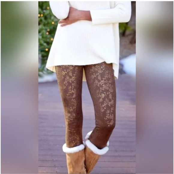 SOFT SURROUNDINGS Coffee Brown Metallic Must Have Tamarack Leggings Size 3X - Picture 14 of 14